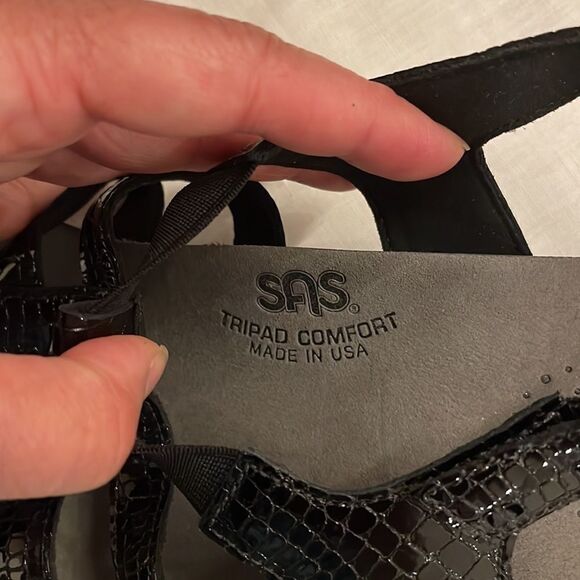 SAS ALLEGRO BLACK CROC SANDALS.  NEW - Picture 4 of 10